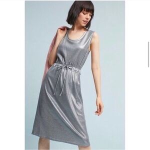 Anthropologie Dolan Metallic MIDI Dress Sleeveless Drawstring Left Coast Size S